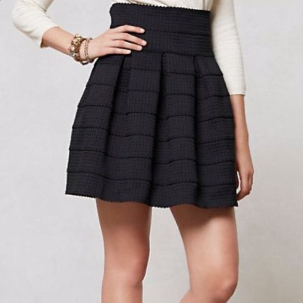 Anthropologie Girls from Savoy NEW ($128) Black Ponte Bell Skirt Size XS/S